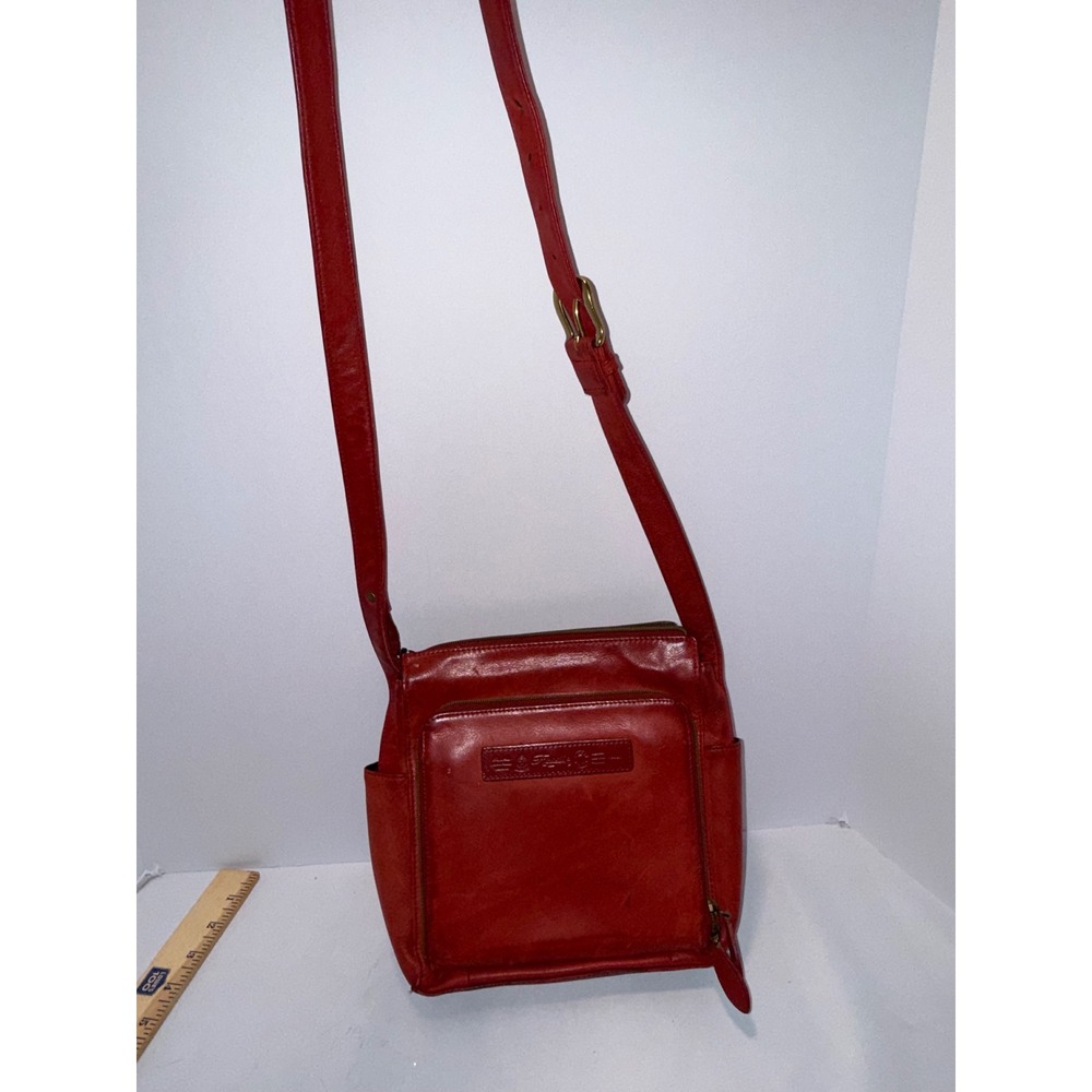 Fossil Red Leather Crossbody Bag Vintage Organizer Shoulder Purse 75082 Brass